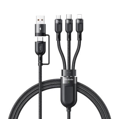 China 6 Amp Super Fast Charger Cable Braided 2 In 3 In 1 Nylon Super Fast Charging Type C Usb Cables 100W 6A Usb To Micro 8 Pin Mobile Data Cables For Android Type-C for sale