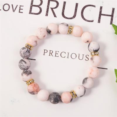 China Amazon CLASSIC Hot Sale 10mm Charm Beads Stretch Handmade Rose Natural Bead Bracelet Stone Women Bracelet for sale