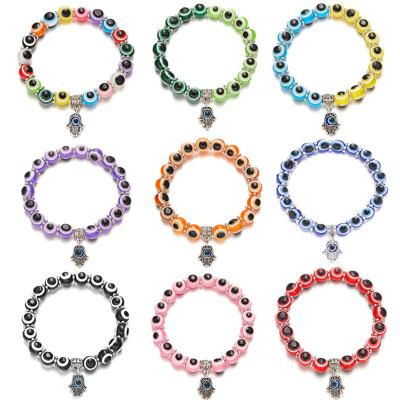 China 2022 Hot Sale Fashion Cute Colorful Blue Eyes Beads Charms Bracelet Evil Eyes Adjustable Beaded Women Bracelet Jewelry for sale