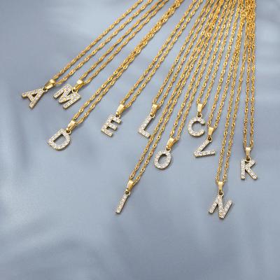 China Europe and America Shape Letter 26 Alphabet Pendant Gold Jewelry Woman Initial Diamond Custom Necklace Jewelry for sale