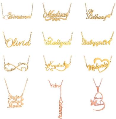 China CLASSIC Fashion Stainless Steel Non Tarnish Custom Initial Letter Name Necklace Gold Men Women Necklace for sale