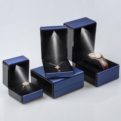 China Luxury Led Jewelery Box Printing Custom Logo Jewelry Packaging Box Fashion Ring Boxes Jewelry Box With Lights for sale