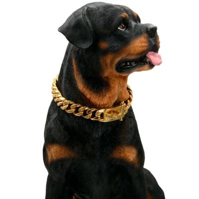 China Large Gold CLASSIC Luxury Metal Pet Collar Chain Dog Pet Collar Accessories Stainless Steel Dog Jewelry for sale