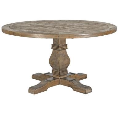 China Traditional Natural Color Oak Wood Frame Light Wood Frame Farmhouse Round Dining Table With Chairs for sale