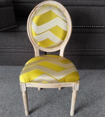 China Traditional Wholesale Solid Wood With Yellow Fabric Linen Round Back Chairs For Wedding Rental for sale