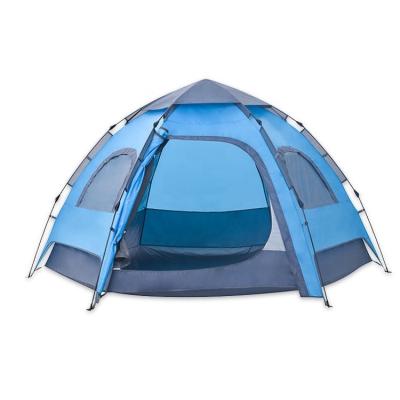 China Local Blue Transparent Breathable Mesh Window Waterproof Family Prominence Double Extended Type Outdoor Camping Tent for sale