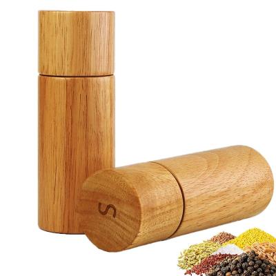 China Sustainable Adjustable Manual Salt Grinder Bamboo Wood Salt Pepper Grinder for sale