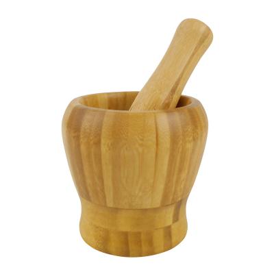 China Sustainable Kitchen Tools Bamboo Wood Grinding Pinch Bowl Mortar And Pestle Natural Bamboo Set for sale