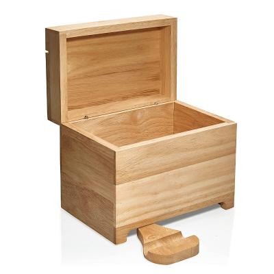 China Sustainable Nature Bamboo Wooden Recipe Card Box with Fold Out Tablet and Smartphone Holder for sale