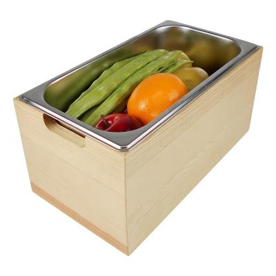 China Large Countertop Kitchen Smell Proof Sustainable Wooden Compost Bin With Stainless Steel Insert And Lid for sale