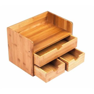 China Sustainable Removable Bamboo Make Up Organizer Storage Box For Set Wholesale for sale