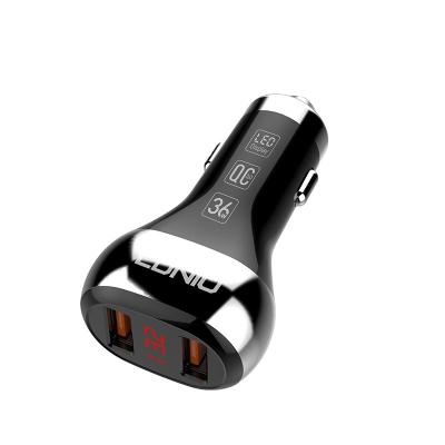 China New China-chic Dual Ports QC3.0 USB Charger Adapter 36W High Power Car Fast Charger LDNIO C2 With LED Display Screen for sale