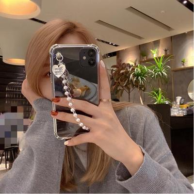 China Pearl Love Bracelet Bead Love Bracelet Phone Case For iPhone 13 12 mini 11 pro X XS XR max 7 8 plus hand holder shockproof cover for sale