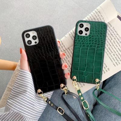 China Luxury Crocodile Leather Texture Crocodile Texture Classic Cross - Body Lanyard Phone Case For iPhone 7 8Plus Max Cover 13 12 11Pro X XR XS for sale