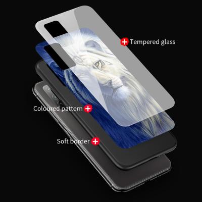 China Tiger Wolf Lion Tempered Glass Phone Case Luxury Shockproof For Huawei Honor V30 20 10 9 8 8X pro Cover P40 P30 P20 Lite Game Coque for sale