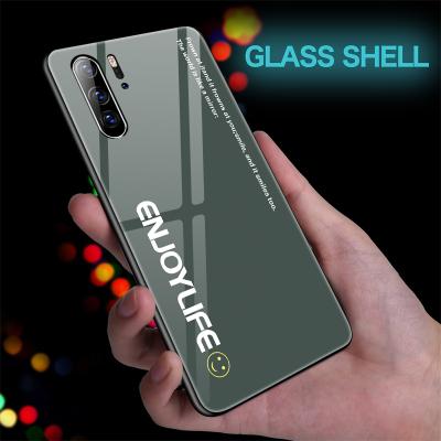 China Luxury Colorful Simple Shell Mirror Tempered Glass Phone Case For Huawei Case Simple Tempered Glass Case For Cover Huawei P40 P30 P20 Lite Pro Mate 20 Silicone Case for sale