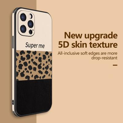 China Luxury Shockproof Leather Phone Case For iphone12 11 Pro 8 7 6plus Lens Soft Frame Leopard Printing Max Inclusive Shell for sale