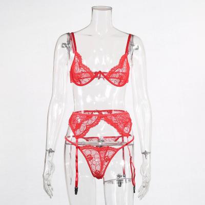 China New Hot Selling Sexy Transparent Tight Transparent Sexy Lace Underwear Set for sale