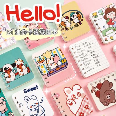 China Student Mini Coil Book Loose Leaf Printed Creative Flip Learning Supplies Office Notebook Pocket Portable Notepad for sale