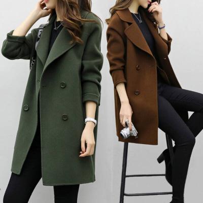 China Anti-Wrinkle Women's Autumn Winter Wear Women's Long Cross-Breasted Coat Ladies Long Sleeve Overcoat Jacket for sale