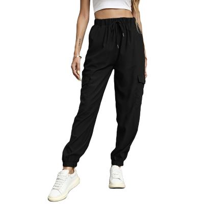 China Premium High End Black Drawstring Anti-Wrinkle Casual Loose Pants Ladies Jean Trousers Women Overalls for sale