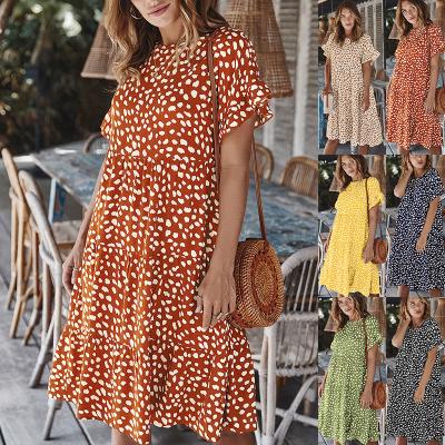 China Spring Slit O-Neck Anti-Static Autumn Dress Letter Print Boho Long Maxi Dress Plus Size Casual Women for sale