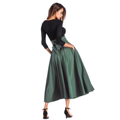 China Breathable Women Clothing Dress Pleated Chiffon Solid Color Polyester High-waisted A Line Plus Size Women's Skirts for sale