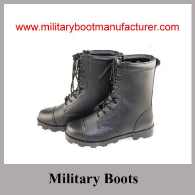 Chine Wholesale China Made Black Genuine Leather Military Combat Boot with Panama Outsole à vendre