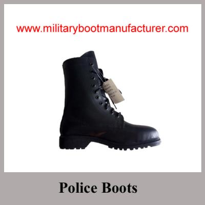 Chine Wholesale China Made Black Grain Leather Cement Workmanship Police Combat Boot à vendre