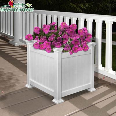 China Modern Rectangle Plastic Rectangular Vegetable Garden Large Square White PVC Outdoor Planter Box for sale