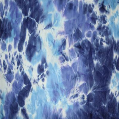 China Sustainable 95%Polyester 5%spandex 9*5 Rib Tie Dye Knitted Fabric For Garment for sale