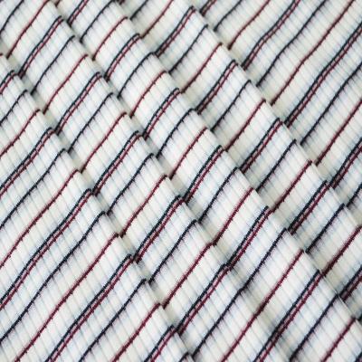 China 95%viscose(siro)5%spandex 4*2 stretch rib yarn dyed fedderd stripe fabric for America market for sale