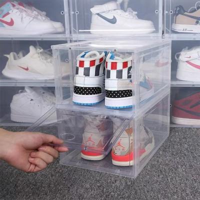 China Custom High Quality Strong And Stackable Logo Transparent Clear Storage Plastic Shoe Box for sale