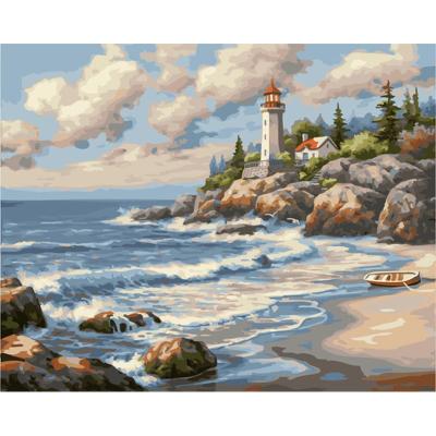 China Pier Seascape Diy Painting By Romance Numbers Handpainted Landscape Oil Painting Home Wall Decor Artwork 40x50cm for sale