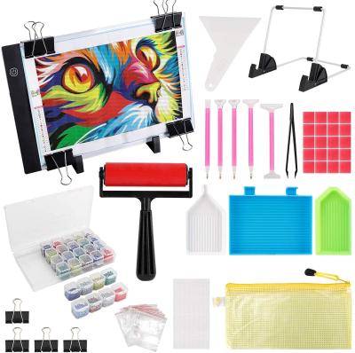 China Waterproof + Dropshipping Diamond Painting A4 LED Painting Accessories Kit Custom 5D DIY Dimmable Eco-friendly Diamond Shine Board Light for sale