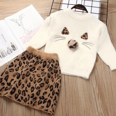 China New 2021 Korean casual children's clothing boutique girls' outfits children's sweater skirt sets for sale