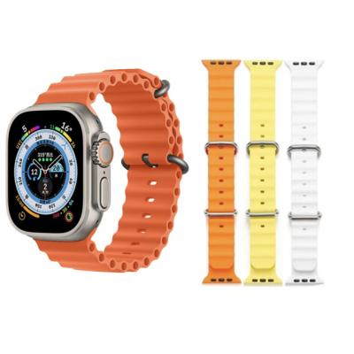 China Silicone Soft Silicone Waterproof Sport Ocean Watch Band For iWatch Ultra 49mm Rubber Straps 38mm 40mm 41mm 42mm 44mm 45mm for sale