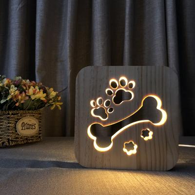 China Modern Leg Cavity Night Light LED 3D Wooden Lamp for sale