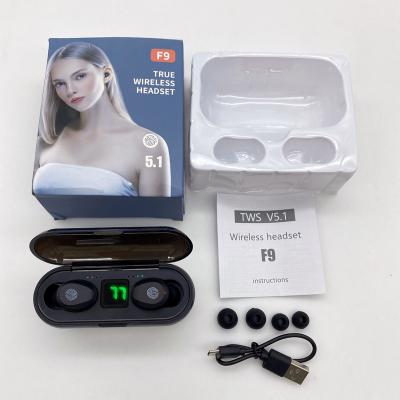 China F9 Tws Bt5.1 Headphones In-Ear Headphones True Wireless Earbuds LCD Digital Wireless Electric Waterproof Noise Reduction Earphone quantity for sale