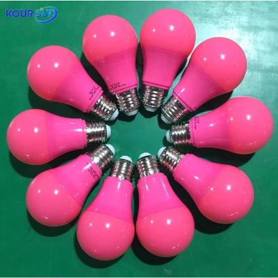 China Indoor Plastic Coated Aluminum Color Bulbs A60led Color Decorative Lights E27 and B22 Lights for sale