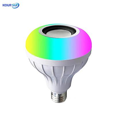 China Built-in speakers strip mobile phone bluetooth RGB lightning with music bulb light festival party dancing bluetooth music remote control LED bulb light for sale