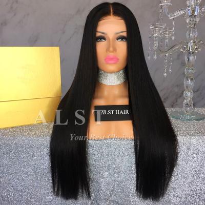 China 100% High Density Brazilian Virgin Hair Silky Straight Wig Big Wave Full Lace Wig For Black Women for sale