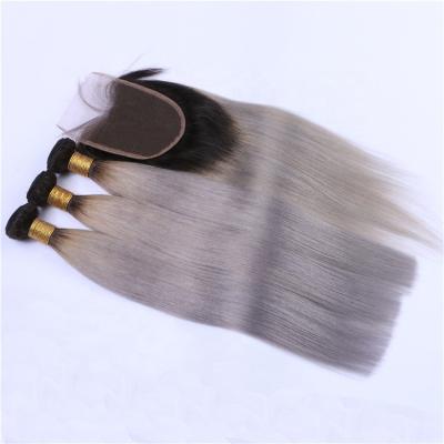 China Straight Unprocessed Virgin Brazilian Hair Wigs Bundles And Gray Malaysian Straight Closure Hair for sale