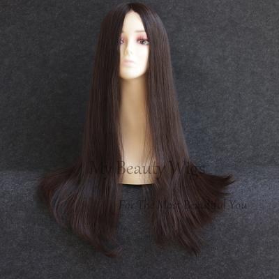 China European Wave Wholesale Price Silky Straight Human Hair Lace Front Wigs Lace Up Ear To Ear No Layer Wig Jewish Wig for sale