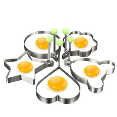 China Sustainable Kitchen Tools Stainless Steel Fried Egg Mold Egg Ring Around Love Star Shape With Anti Scalding Handle for sale