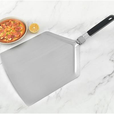 China Durable High Quality Square TPR Dismountable Folding Handle Stainless Steel Pizza Transfer Shovel Baking Tool for sale