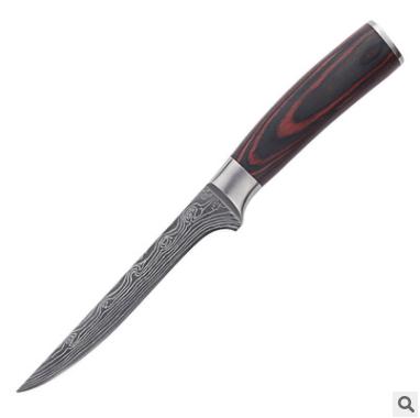 China 6 Inch Viable Stainless Steel Kitchen Knife Boneless Fish Bandeau Knife Damascus Wood Handle Boning Knife for sale