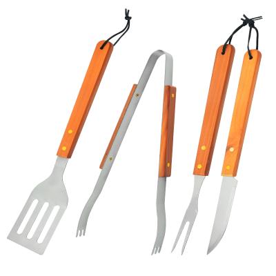 China New Design High Quality Barbecue Accessories Easily Cleaned Wooden Handle BBQ Tool Kit for sale