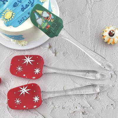 China Non Viable Mixer Stick Cake Cream Silicone Baking Tools Christmas Butter Heat Resistant Spatula With PP Handle for sale