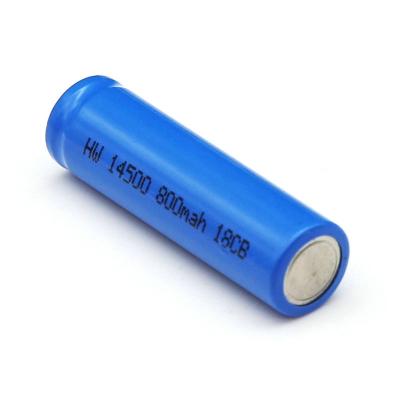 China Toys 14500 rechargeable flat surface battery 800mAh 3.7v voice recorder battery lithium iron battery for sale